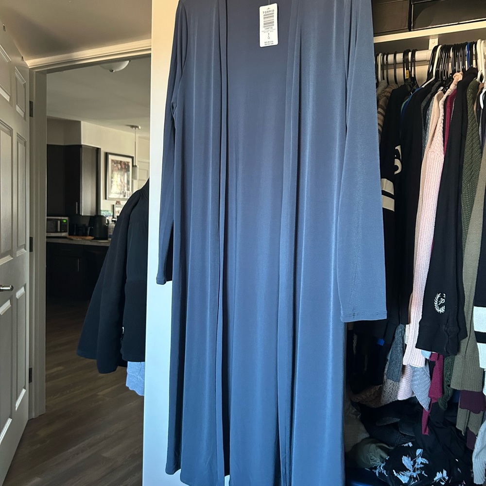 Torrid Navy Long Sleeve Duster